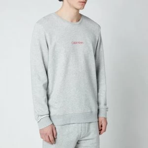 Image of Calvin Klein Mens Chest Logo Sweatshirt - Grey Heather - L