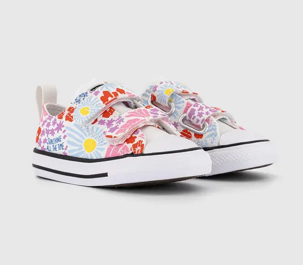 Image of Converse Kids All Star 2vlace Trainers Tolder White True Sky Oops Pink, 6infant