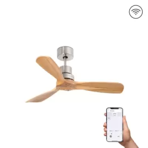 image of Mini Lantau Small Matt Nickel, Pine Ceiling Fan DC Smart, 6 Speed