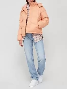 Levis Quinn Recycled Fabric Short Down Padded Jacket - Peach, Orange Size XS Women