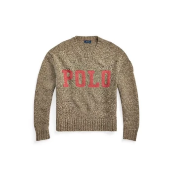 image of Polo Ralph Lauren Logo Knit Jumper - Tan/Pink