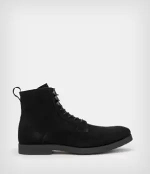 Image of AllSaints Mens Kyle Suede Boots, Black, Size: UK 11/US 12/EU 45