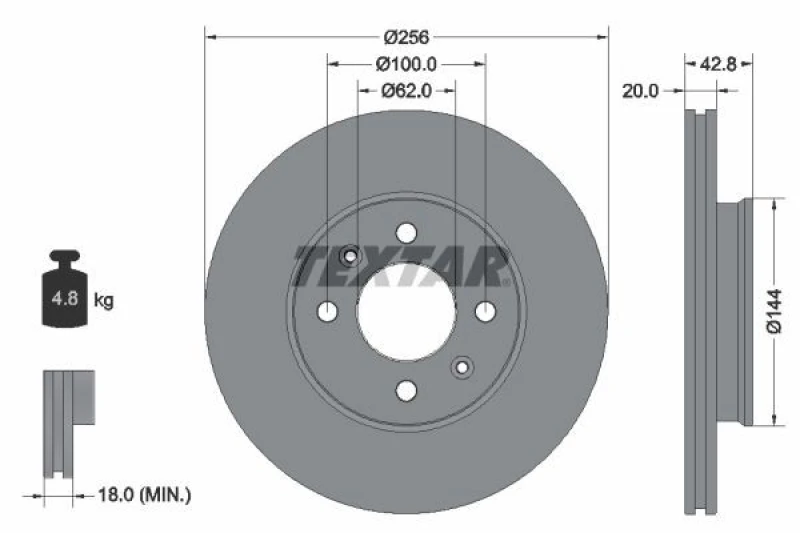 Image of Brake disc TEXTAR 92295403
