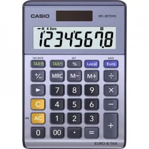 image of Casio MS-88TERII Desk calculator Purple-grey Display (digits): 8 solar-powered, battery-powered (W x H x D) 103 x 29 x 147mm