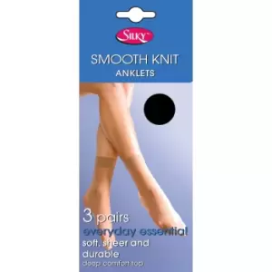 image of Silky Womens/Ladies Smooth Knit Ankle High (3 Pairs) (One Size (UK Shoe 3-8)) (Black)