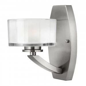 Image of 1 Light Wall Light Brushed Nickel Glass Shade, G9