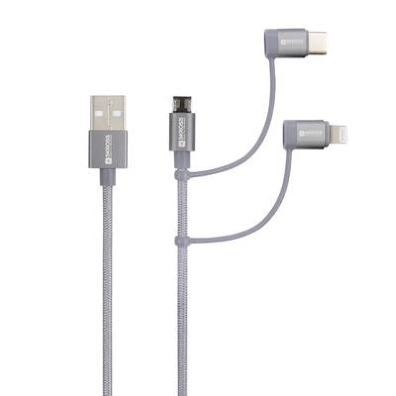 Image of Skross USB Kabel 3in1 Cable Braiding 1.20m space gray...