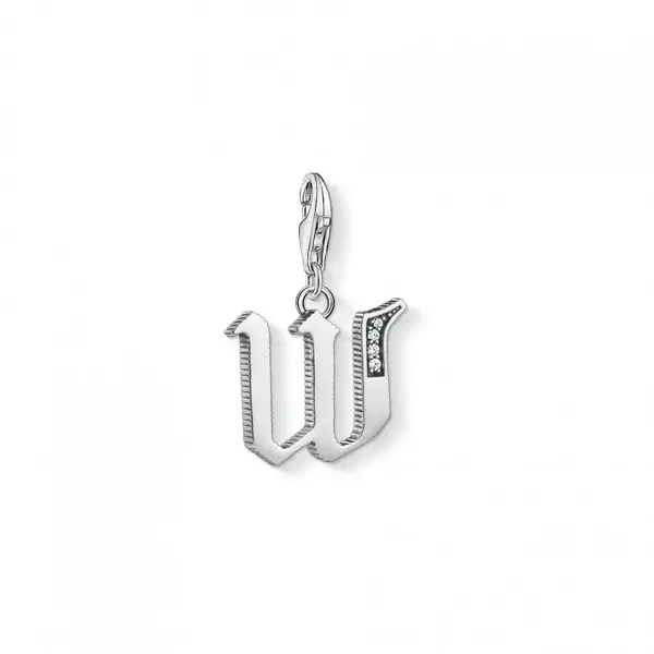 Image of Thomas Sabo Charm Club Thomas Sabo Silver Zirconia Vintage W Letter Ch