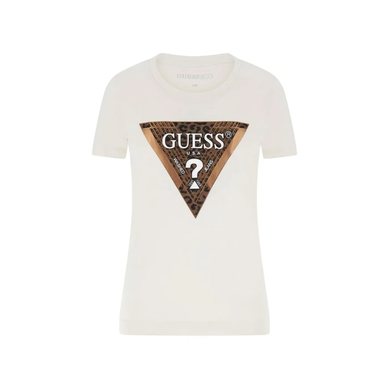 Image of Guess Womens T-Shirt Guess Leo Triangle Blanc Female S