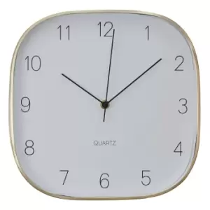 Premier Housewares Elko Square Wall Clock - Gold Finish Case with White Face