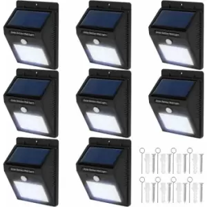 image of 8 LED solar wall lights with motion detector - garden lights, solar lights, outdoor lights - black