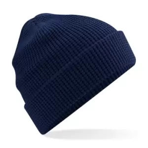 Image of Beechfield Cuffed Organic Cotton Waffle Beanie (One Size) (Oxford Navy)