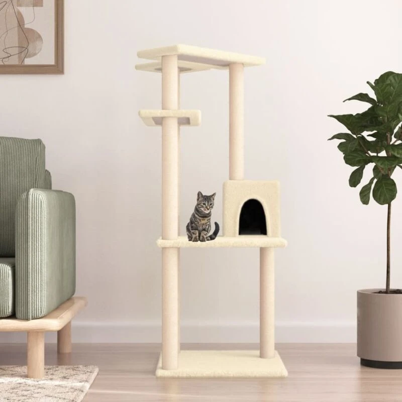 Image of VIDAXL Cat Tree with Sisal Scratching Posts Cream 123cm Vidaxl 8720845767273