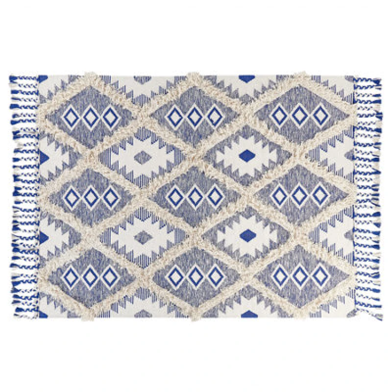 Image of Beliani Rug Manavgat Light Beige 140 X 200 Cm Cotton