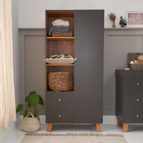Image of Tutti Bambini Como Wardrobe - Slate Grey / Rosewood