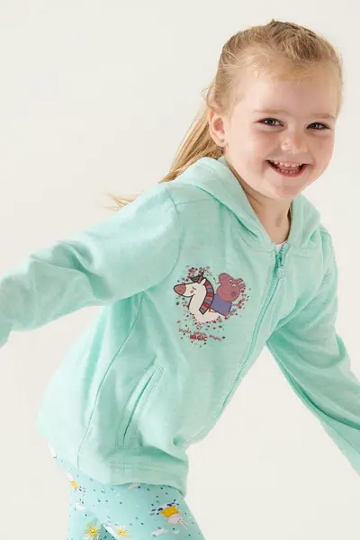 Image of Regatta Animal Theme Coolweave 'Peppa Pig' Full Zip Fleece Turquoise