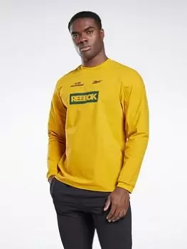 Image of Reebok THERMOWARM+GRAPHENE Long-Sleeve Top Midlayer T-Long-Sleeve Top, Brown Size M Men