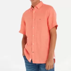 Image of Tommy Hilfiger Pigment Dyed Linen Short Sleeve Shirt - L