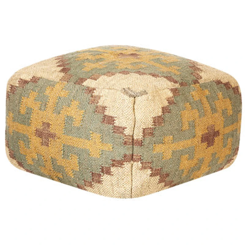 Image of Beliani Retro Pouffe Saron Jute Multicolour