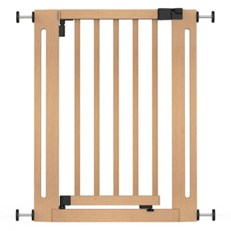 Image of Safetots Wooden Elegance Gate, Natural, 63Cm - 71Cm, Pressure Fit Safety Gate, Baby Gate For Stairs And Doors, Easy Installation