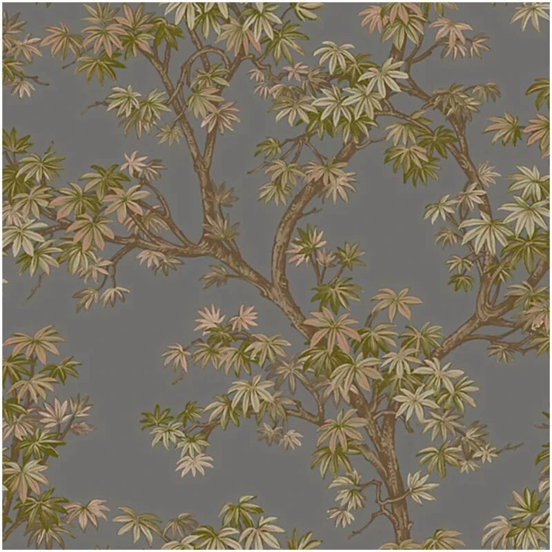 Image of GRANDECO Grandeco Acer Tree Charcoal Wallpaper Leaves Scrubbable Vinyl Paste The Wall WL-196801