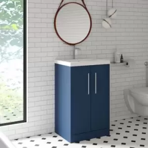 Hudson Reed Juno Floor Standing 2-Door Vanity Unit with Basin 1 500mm Wide - Electric Blue