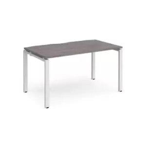 image of Adapt single desk 1400mm x 800mm - white frame and grey oak top