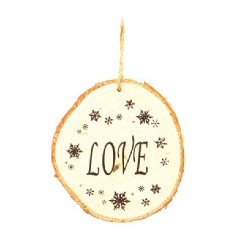 Image of Shatchi 10cm Wooden Ornament Wording Love Christmas Tree Hanging Decorations Xmas Home Decor Gifts, Brown 15413-WOODEN-ORNAMENT-1PCS Multi