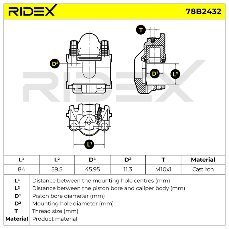 Image of RIDEX Brake caliper RIDEX 78B2432
