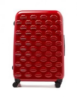 image of Lulu Guinness Red Large Lips Hardside Spinner Case