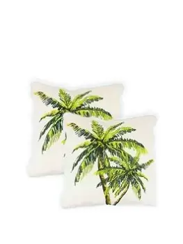 image of Streetwize Accessories Outdoor Pair Of Light Up Palm Scatter Cushions