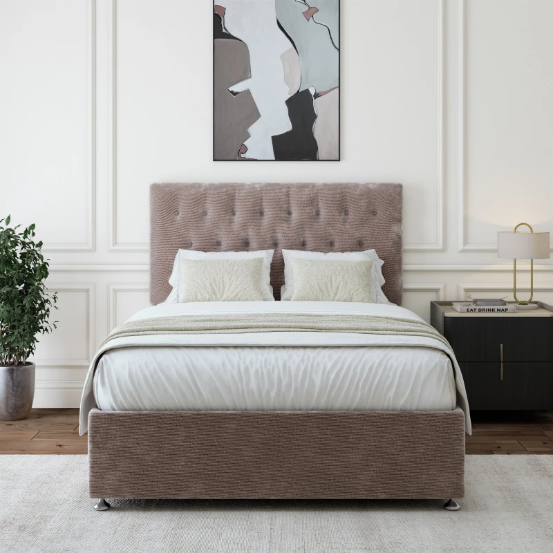 Image of Bedmaster Bedmaster Chenille 2 Drawer Divan Base And Button Headboard in Silver Size: King Silver King Unisex 9501541687862