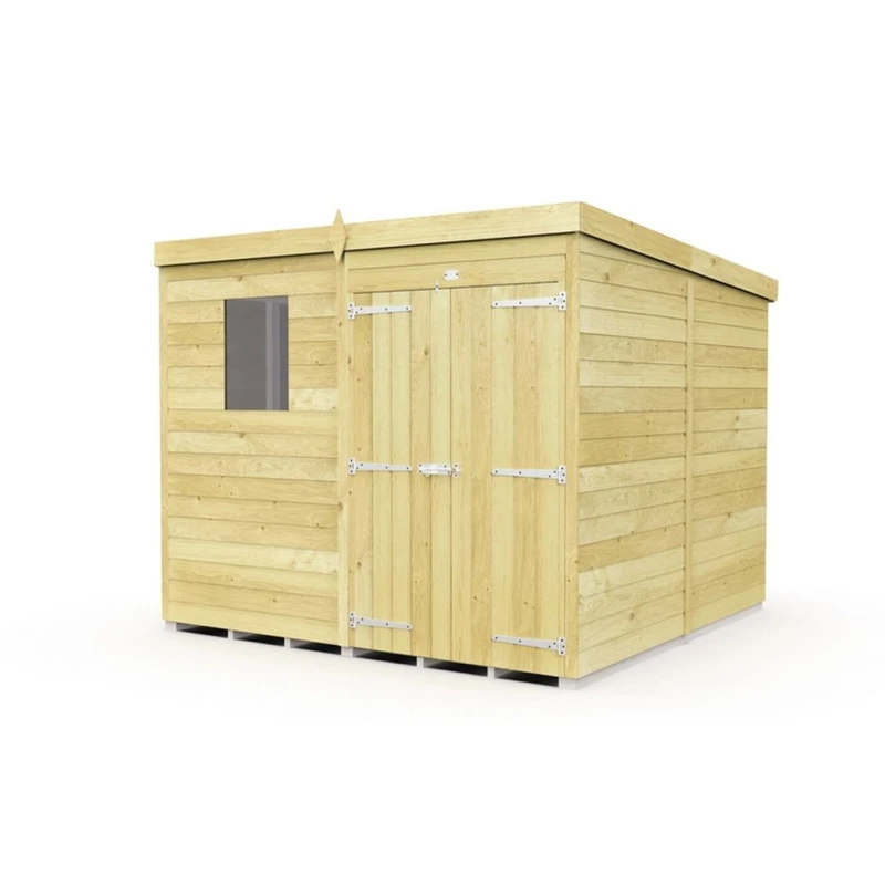 Image of Buttercup Farm 7 x 8 Feet Pent Shed - Double Door W/ Windows - L231 x W214 x H201cm in Brown Brown Unisex