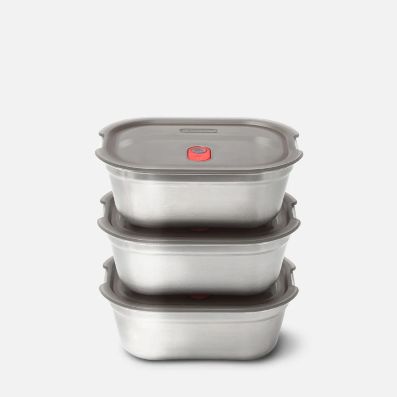 Image of Black + Blum Black+Blum Microwavable Steel Multifunction Meal Prep Box Set Small