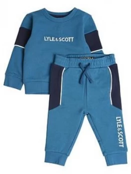 Image of Lyle & Scott Toddler Boys Eagle Logo Sweat And Jog Set - Teal