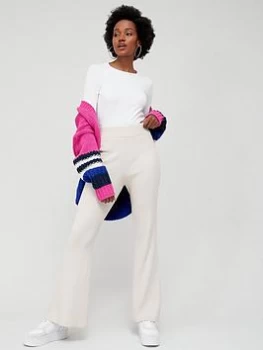 Image of Tommy Jeans Badge Logo Jersey Rib Trousers - Cream Size XS Women
