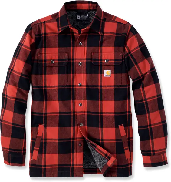 Image of Carhartt Heavyweight Flannel Sherpa Shirt, red, Size 2XL