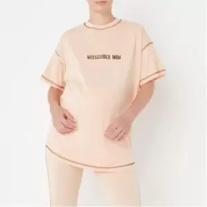 image of Missguided Contrast Stitch Tee - Nude