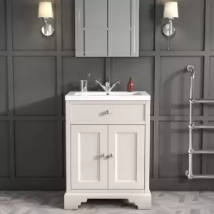 image of 640mm White Freestanding Vanity Unit with Basin - Burford