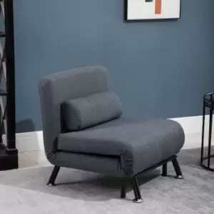 Image of Homcom Single Folding 5 Position Steel Convertible Sleeper Chair Sofa Bed Black