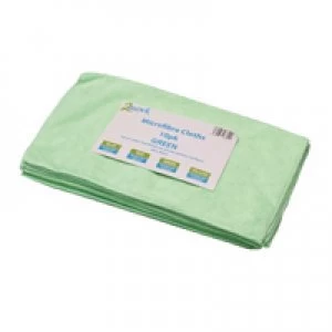 image of 2Work Green 400x400mm Microfibre Cloth Pack of 10 101161GN