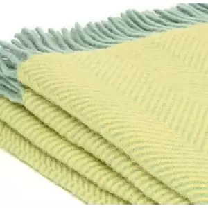 image of Tweedmill Pure New Wool Herringbone Lemon & Ocean Throw - Multicoloured