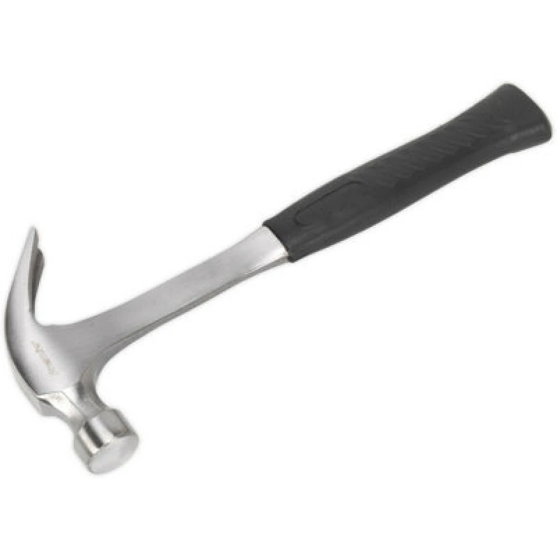 Image of Loops 16oz One Piece Claw Hammer - Drop Forged Steel - Rubber Grip - DIY Nail Remover Metallics