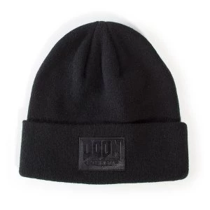 Image of Doom - Eternal Retro Patch Logo Roll-up Beanie Unisex Black