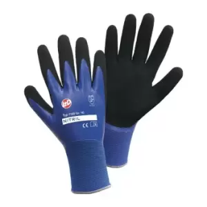Image of L+d - Gant Nitril Aqua taille 9 bleu/noir nylon avec double nitrile en 388 categorie e