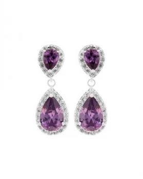 image of Jon Richard Silver Purple Drop Earring