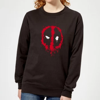 Image of Marvel Deadpool Splat Face Womens Sweatshirt - Black - XL
