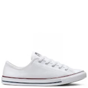 image of Converse Womens Chuck Taylor All Star Dainty Basic Canvas Ox Trainers - White/Red/Blue - UK 3 - White