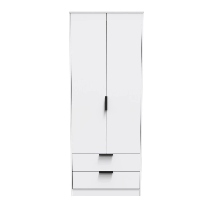 Image of Madrid 2 Door 2 Drawer Wardrobe In White Matt (Ready Assembled)