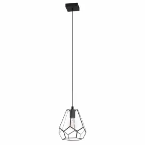 Image of Eglo Black Steel And Glass Vintage Single Pendant